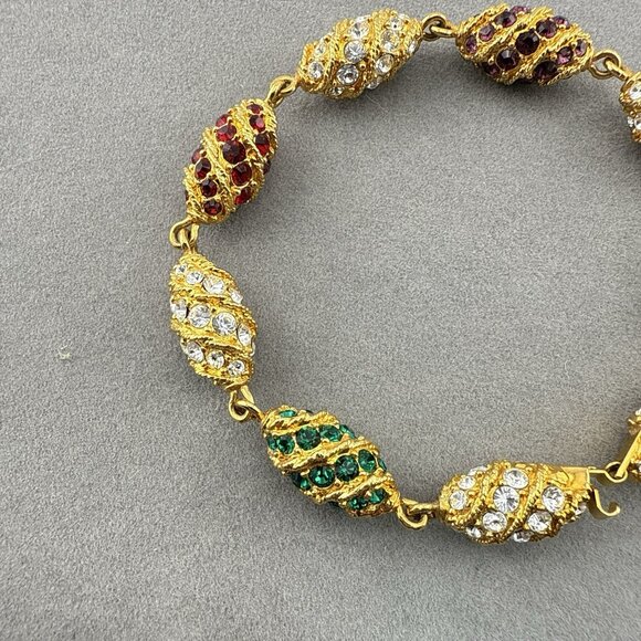 Camrose and Kross JBK Bracelet Rhinestone Royal Egg Jackie Kennedy Gold Tone - Picture 10 of 15